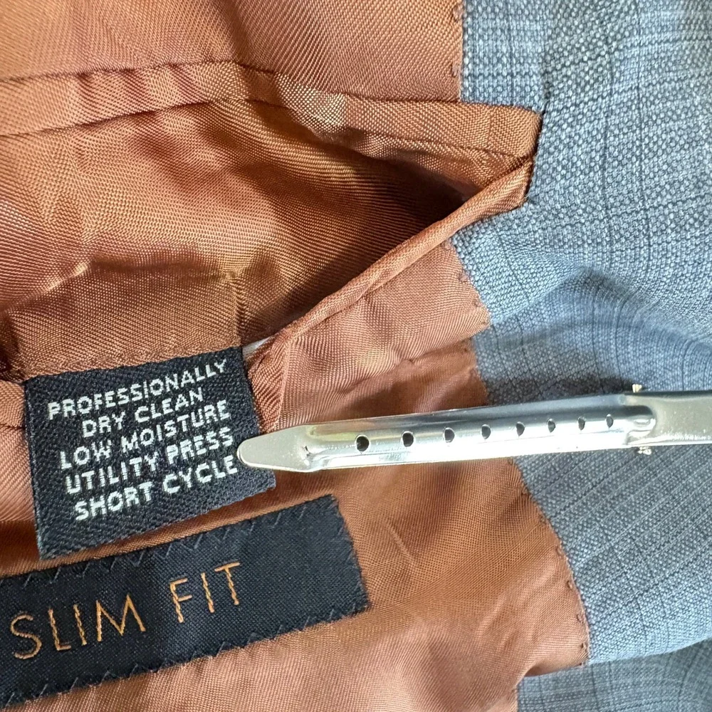 Jos‎ A Bank Joseph Slim Fit 41R Suit Jacket 100 Wool Light Grey Grid Minimalist